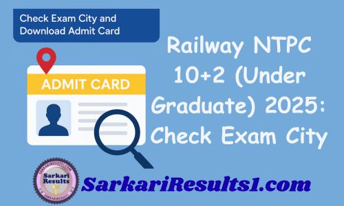 Railway NTPC 10+2 (Under Graduate) 2025 Check Exam City