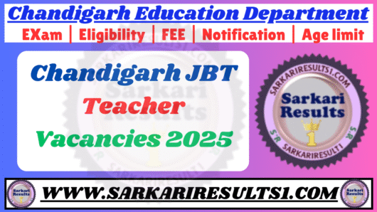 Chandigarh JBT Teacher Vacancies 2025 sarkariresults1.com