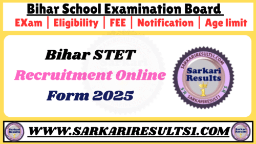 Bihar STET Recruitment Online Form 2025