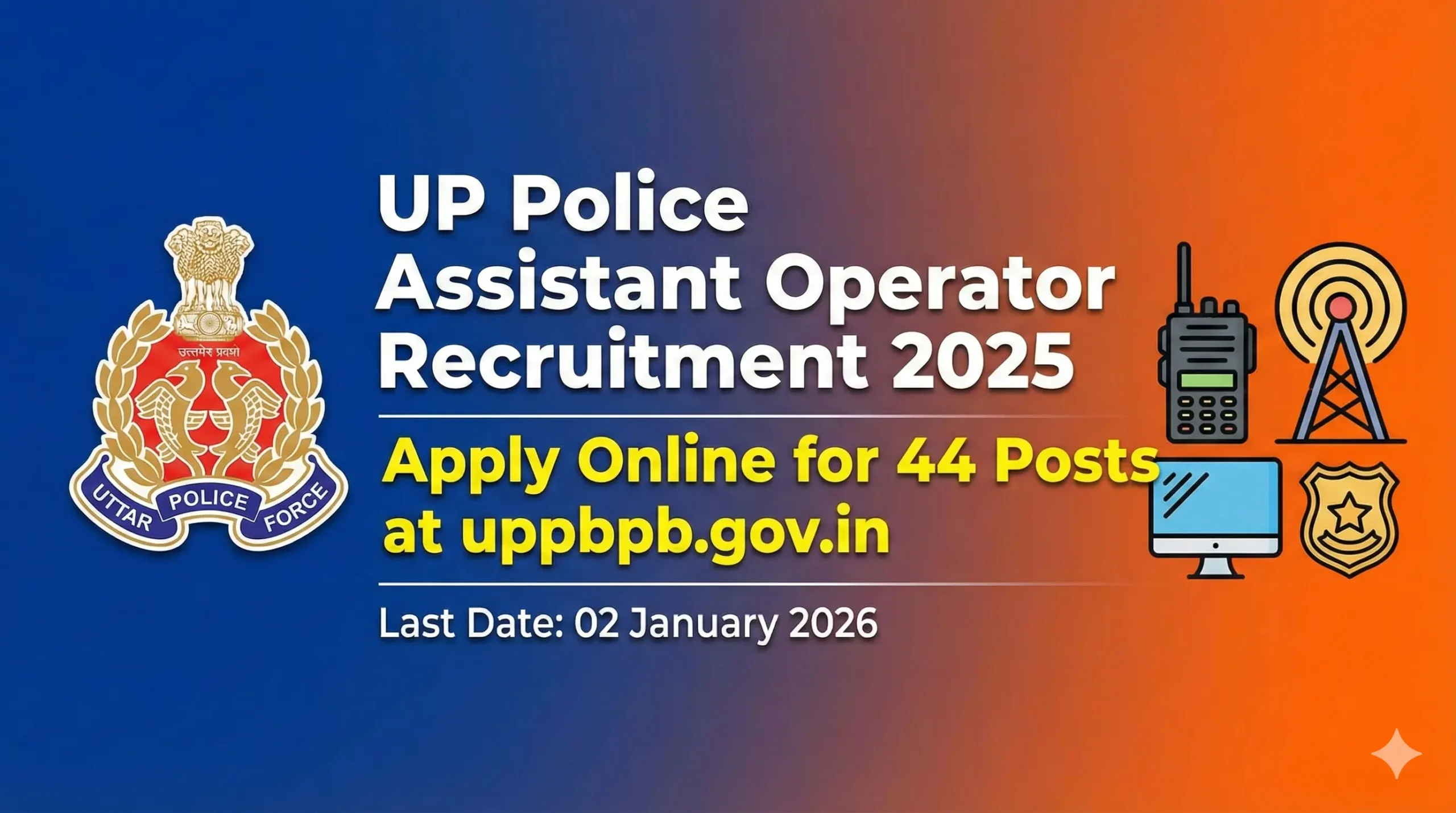 UP Police Assistant Operator Recruitment 2025: Apply Online for 44 Posts