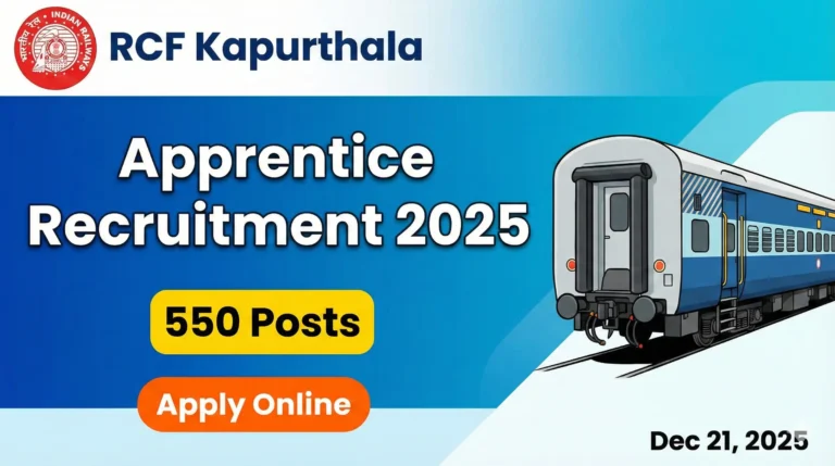 RCF Kapurthala Apprentice Recruitment 2025: Apply Online for 550 Posts, Eligibility, and Merit List Details